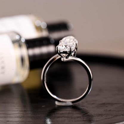 Toi et Moi Moissanite Engagement Ring, Round/Pear Cut Moissanite Solid Gold Ring, Two-Stone Wedding Ring