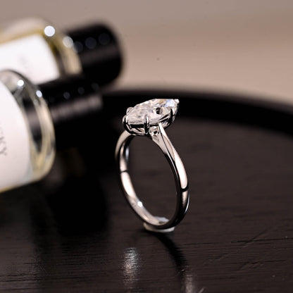 Marquise Cut Moissanite Ring, Solid Gold Cathedral Setting, Anniversary Gift