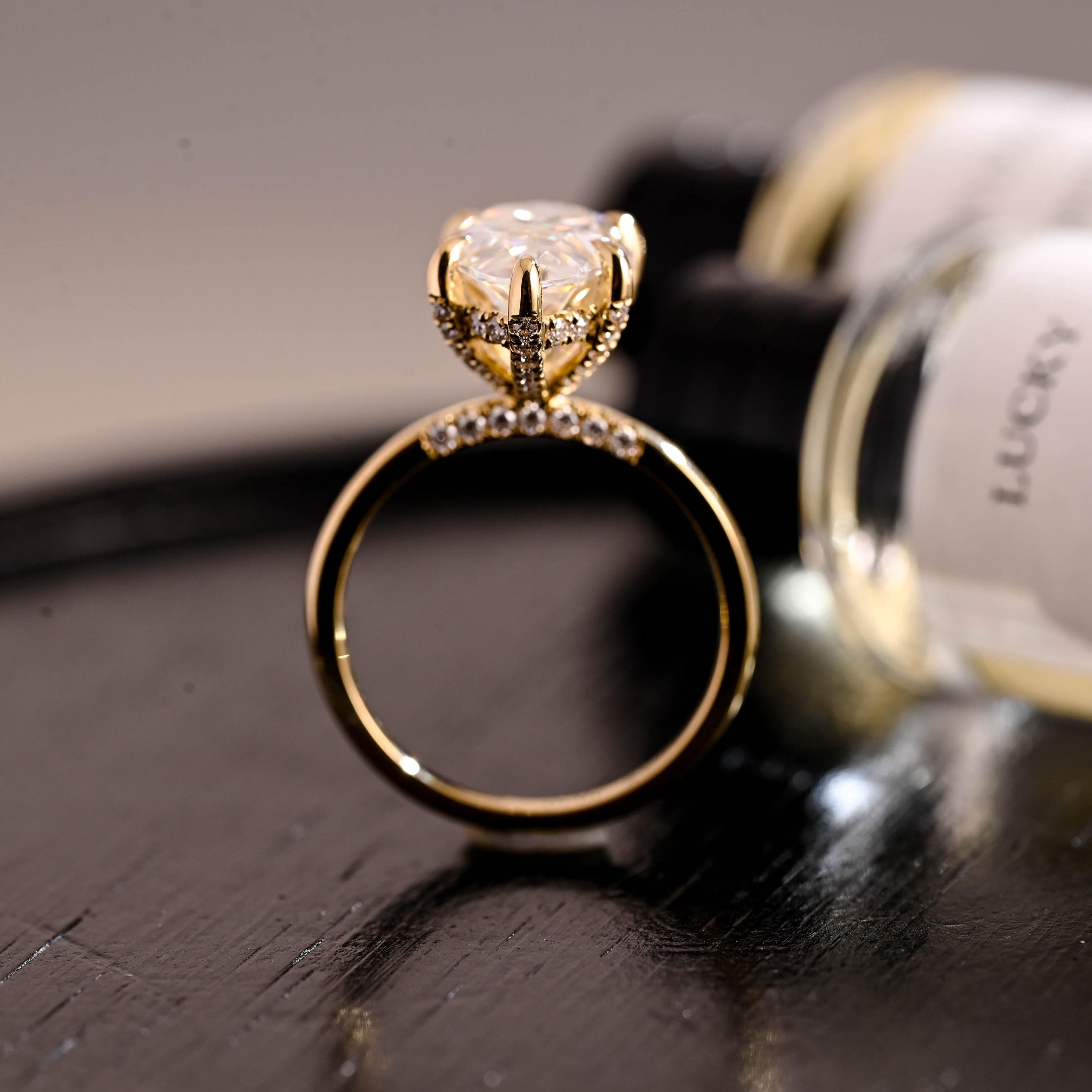 Prong Pave Marquise Cut Moissanite Ring, Solid Gold Wedding Ring, Anniversary Gift