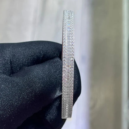 Moissanite Diamond Bangle Bracelet: 5.96ctw VVS, Sterling Silver