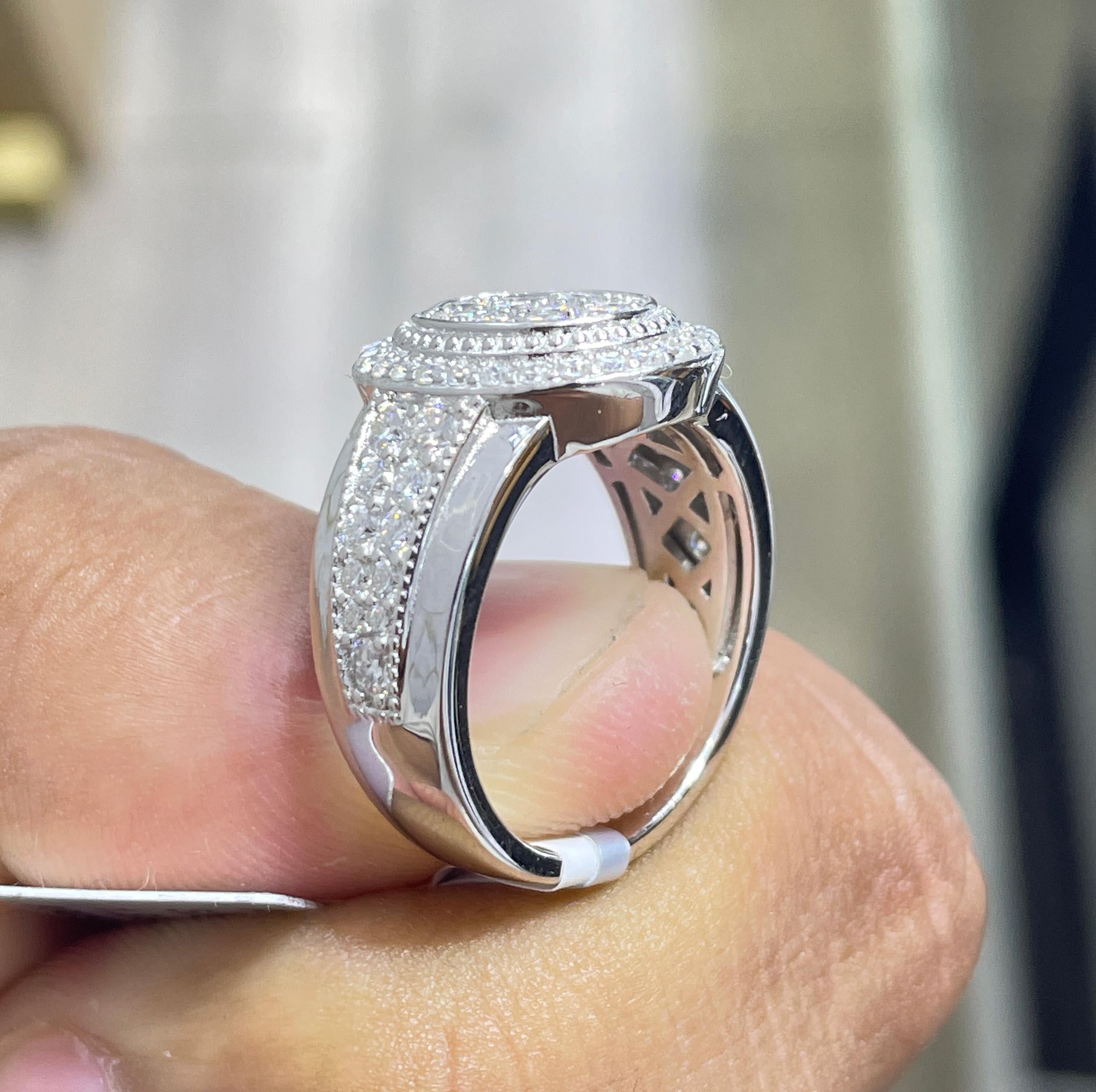 Moissanite Championship Ring: Iced Out 3.58CTW Round Moissanite , S925 Sterling Silver Pinky Ring