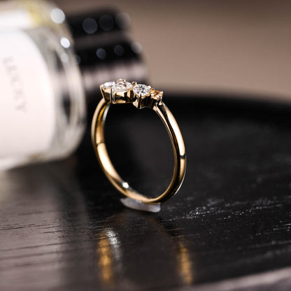 Solid Gold Champagne Moissanite Curved Wedding Band, Nest Ring