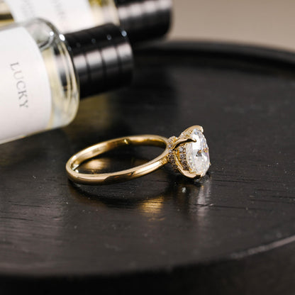 Solid Gold Oval Cut Moissanite Engagement Ring, Anniversary Gift Birthday Gift for Women Wife