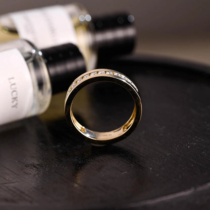 Solid Gold Round Cut Moissanite Wedding Band, Wedding Ring, Matching Band, Anniversary Gift Birthday Gift Valentine's Day Gift for Women
