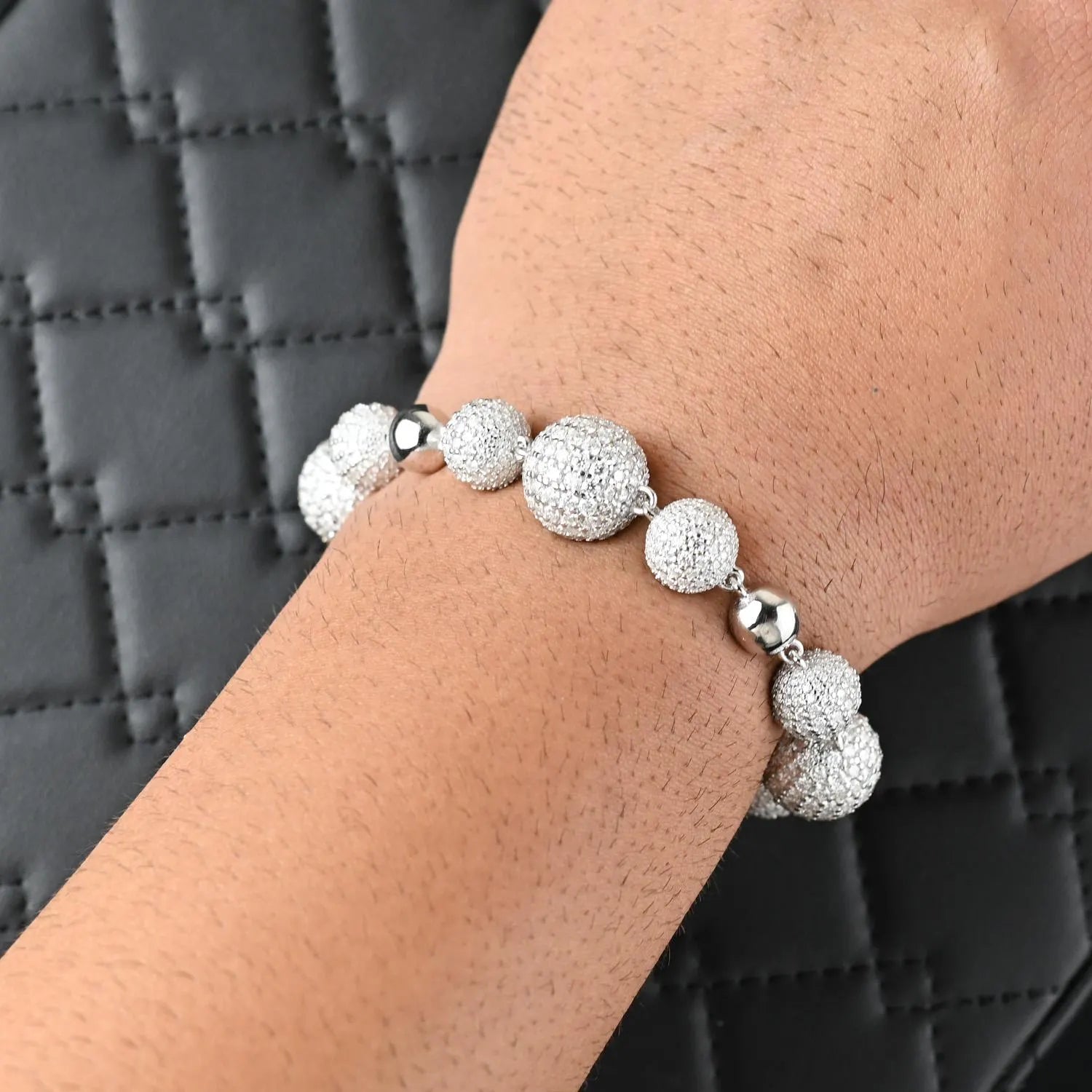 Moissanite Disco Ball Bracelet: 925 Sterling Silver Iced Out Design