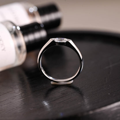 Solid Gold Marquise Moissanite Wedding Band, Matching Ring