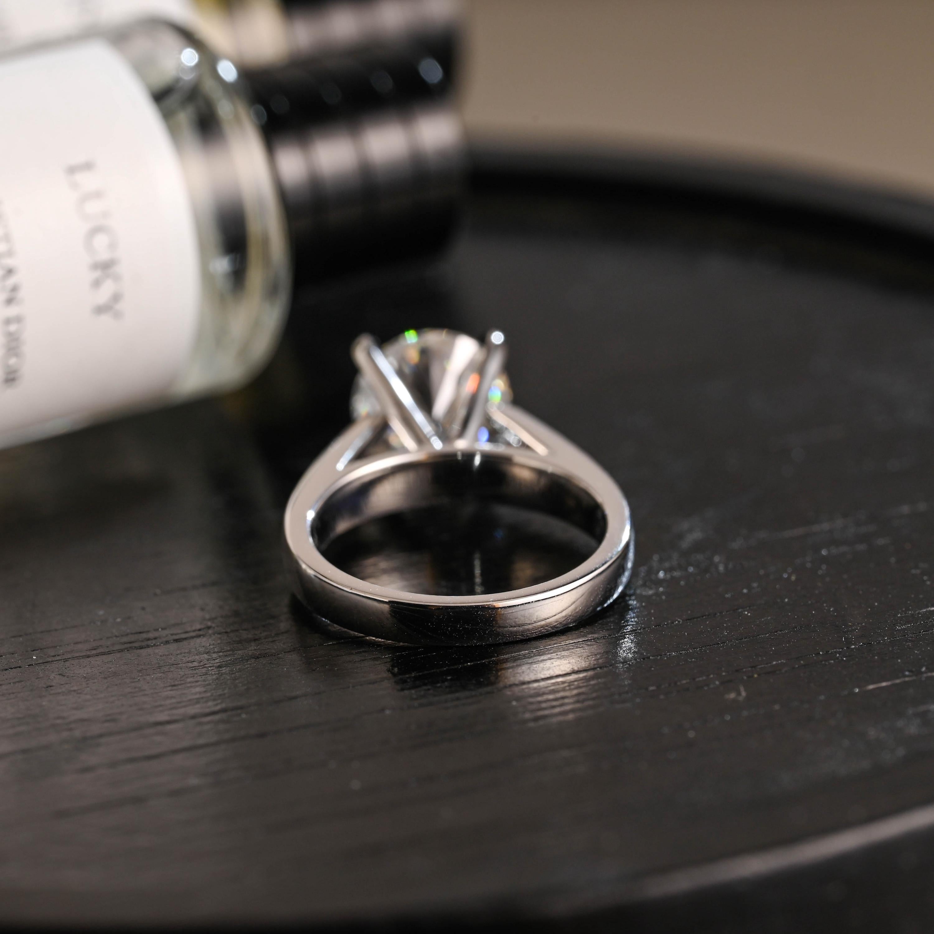 Solid Gold Round Cut Moissanite Engagement Ring, Proposal Ring, Birthday Gift for Women Wife