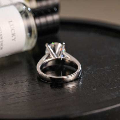 Solid Gold Round Cut Moissanite Engagement Ring, Proposal Ring, Birthday Gift for Women Wife