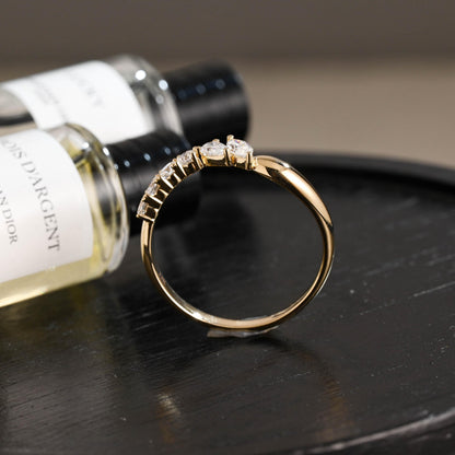 Solid Gold Marquise Pear Cut Moissanite Wedding Band, Matching Ring