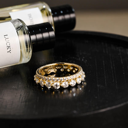 Solid Gold Round Cut Moissanite Wedding Band, Anniversary Ring