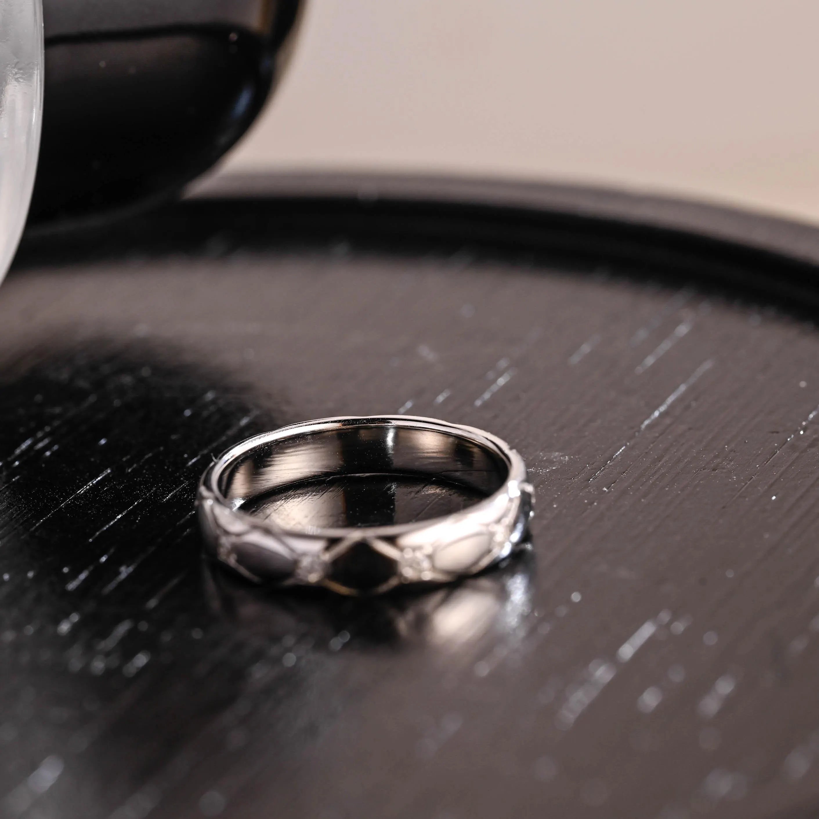 Unique Round Cut Moissanite Wedding Band, Full Eternity Moissanite Wedding Ring, 4mm Diamond Band, Engagement Ring, Anniversary Ring Gifts
