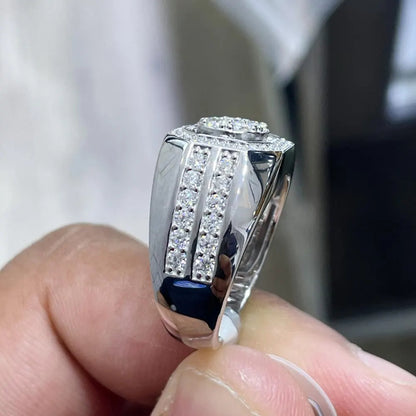 Iced Out Sterling Silver Moissanite Ring: Unisex Statement Jewelry
