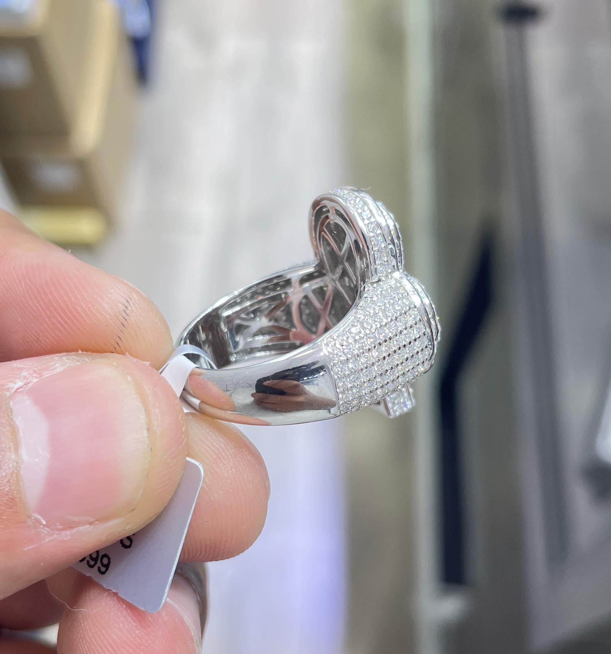 Iced Out Ace of Clubs Ring: 5.7 CTW Moissanite, 925 Sterling Silver