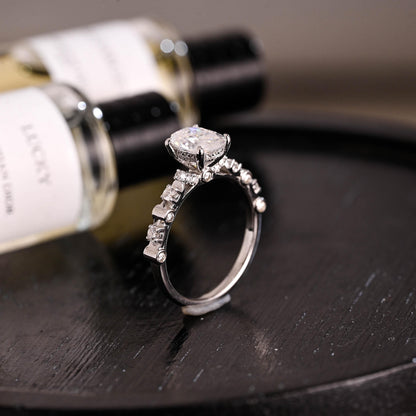 Solid Gold Oval Cut Moissanite Engagement Ring, Anniversary Gift Birthday Gift for Women Wife