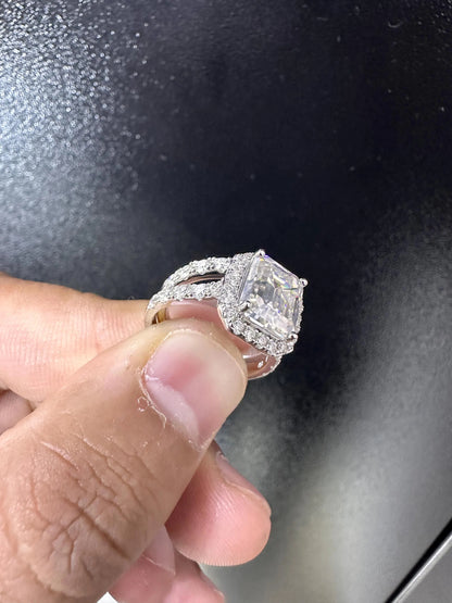 Emerald men's Engagement ring , Moissanite Engagement Ring