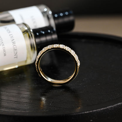 Solid Gold 3.5mm Moissanite Wedding Band, Round Cut Anniversary Ring