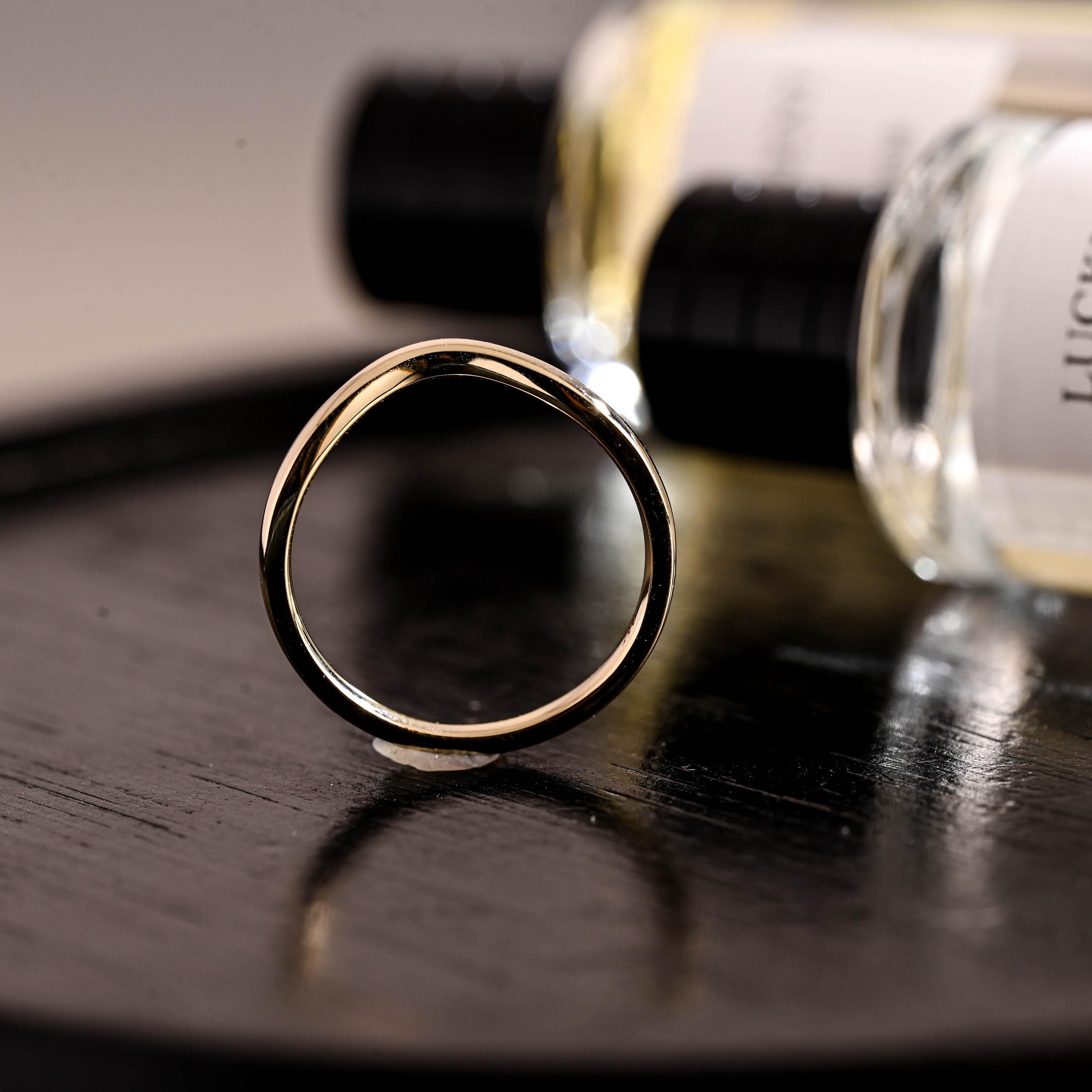 2mm Solid Gold Curved Wedding Band, Eternity Stacking Ring