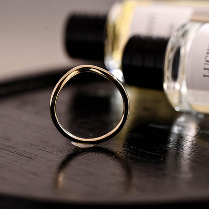 2mm Solid Gold Curved Wedding Band, Eternity Stacking Ring