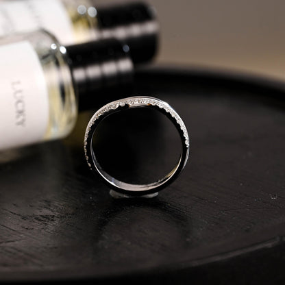 Solid Gold Curved Moissanite Wedding Band, Matching Ring