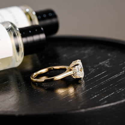 Solid Gold Oval Cut Moissanite Engagement Ring, Anniversary Gift Birthday Gift for Women Wife