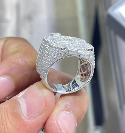 Iced Out Moissanite Dollar Sign Ring: Hip Hop 925 Sterling Silver
