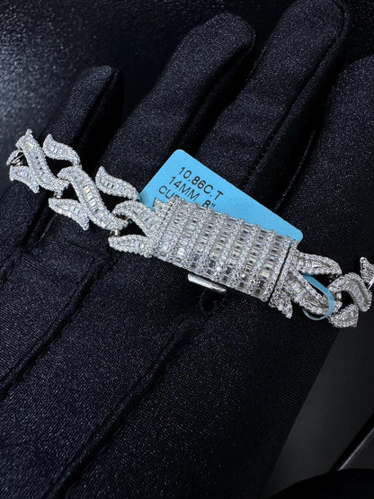 VVS1 Moissanite Diamond Link Bracelet: 925 Sterling Silver, D Color Baguette Moissanite Bracelet
