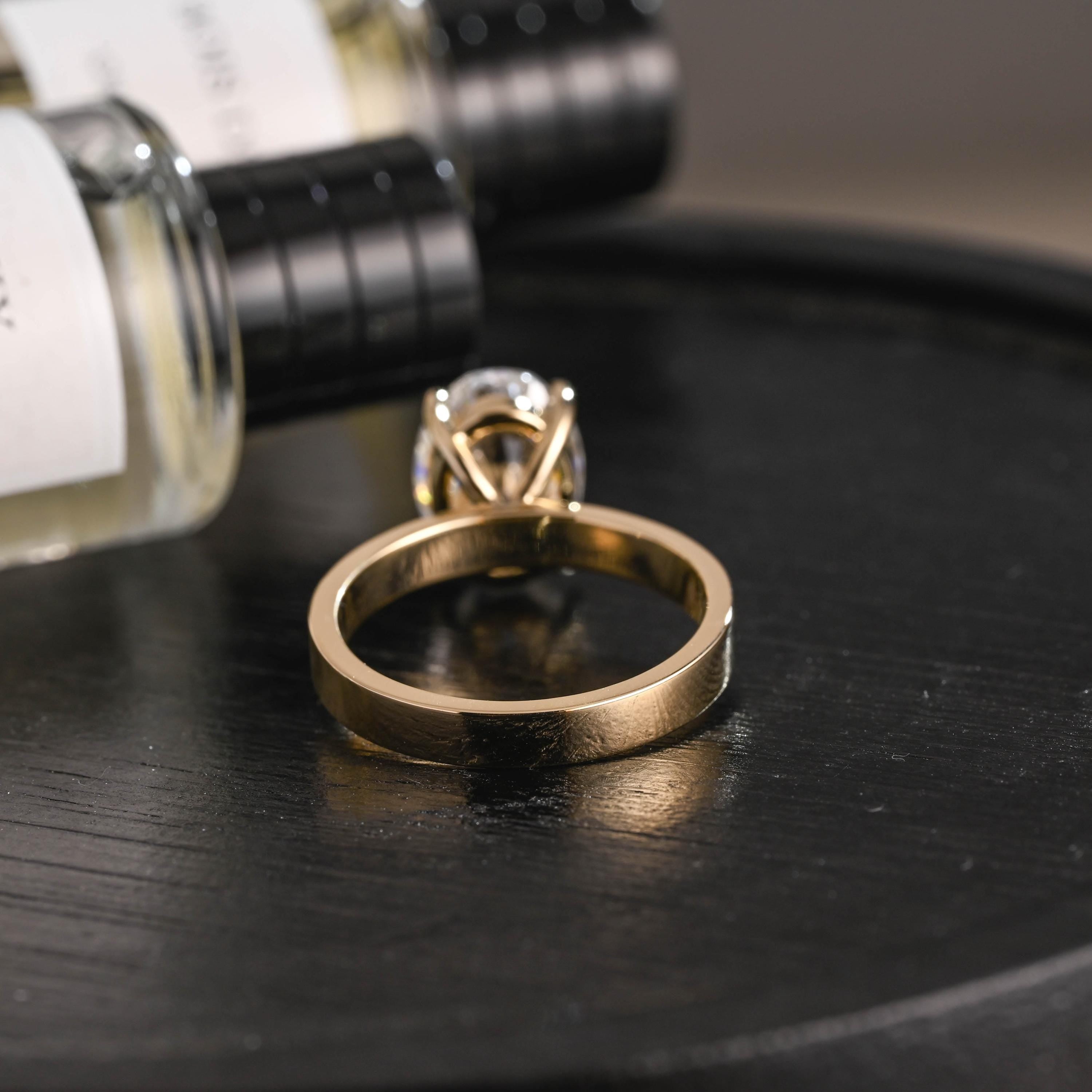 Solid Gold Oval Cut Solitaire Moissanite Engagement Ring, Anniversary Gift Birthday Gift for Women Wife