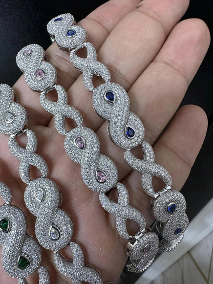 Iced Out VVS Moissanite Diamond Infinity Link Bracelet: 9.30ctw Miami Cuban