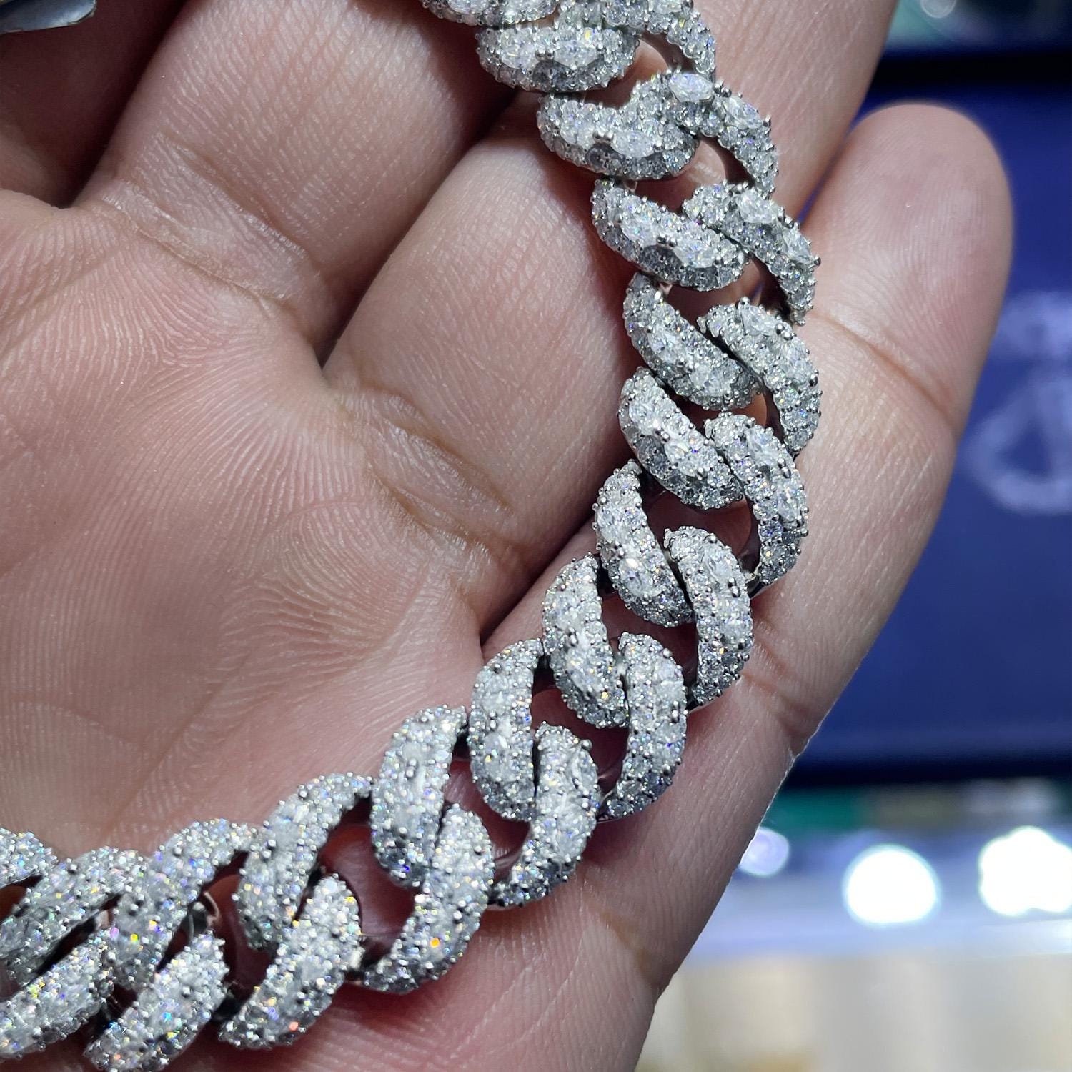 Moissanite VVS1 Cuban Link 12mm 925 Sterling Silver Passes Diamond Tester