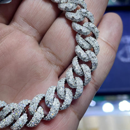 Moissanite VVS1 Cuban Link 12mm 925 Sterling Silver Passes Diamond Tester