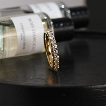 Solid Gold 3mm Round Cut Moissanite Wedding Band, Anniversary Ring