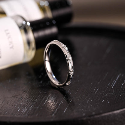 Solid Gold Moissanite Wedding Band, Round Cut Matching Ring