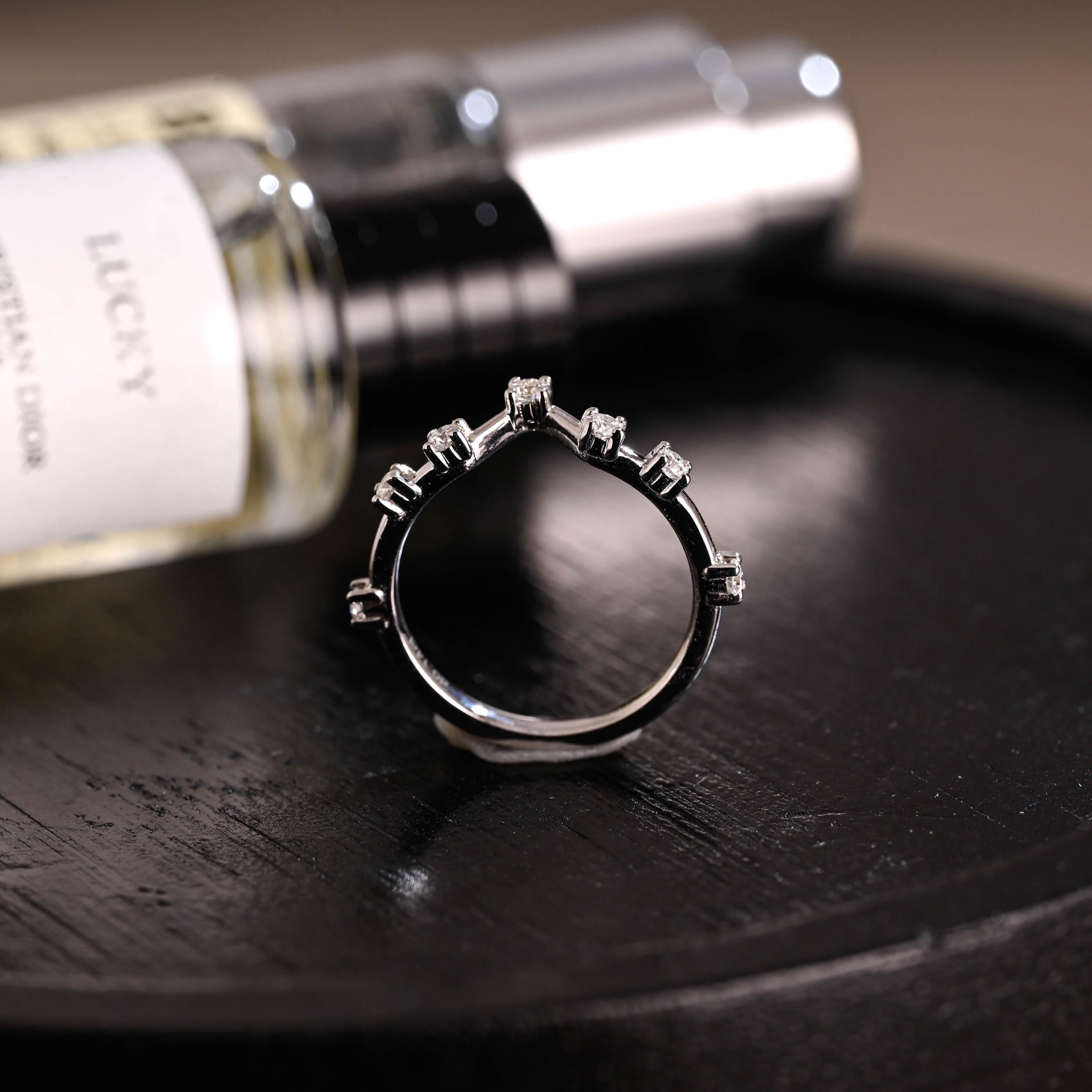 Solid Gold Moissanite Wedding Band, Round Cut Anniversary Ring