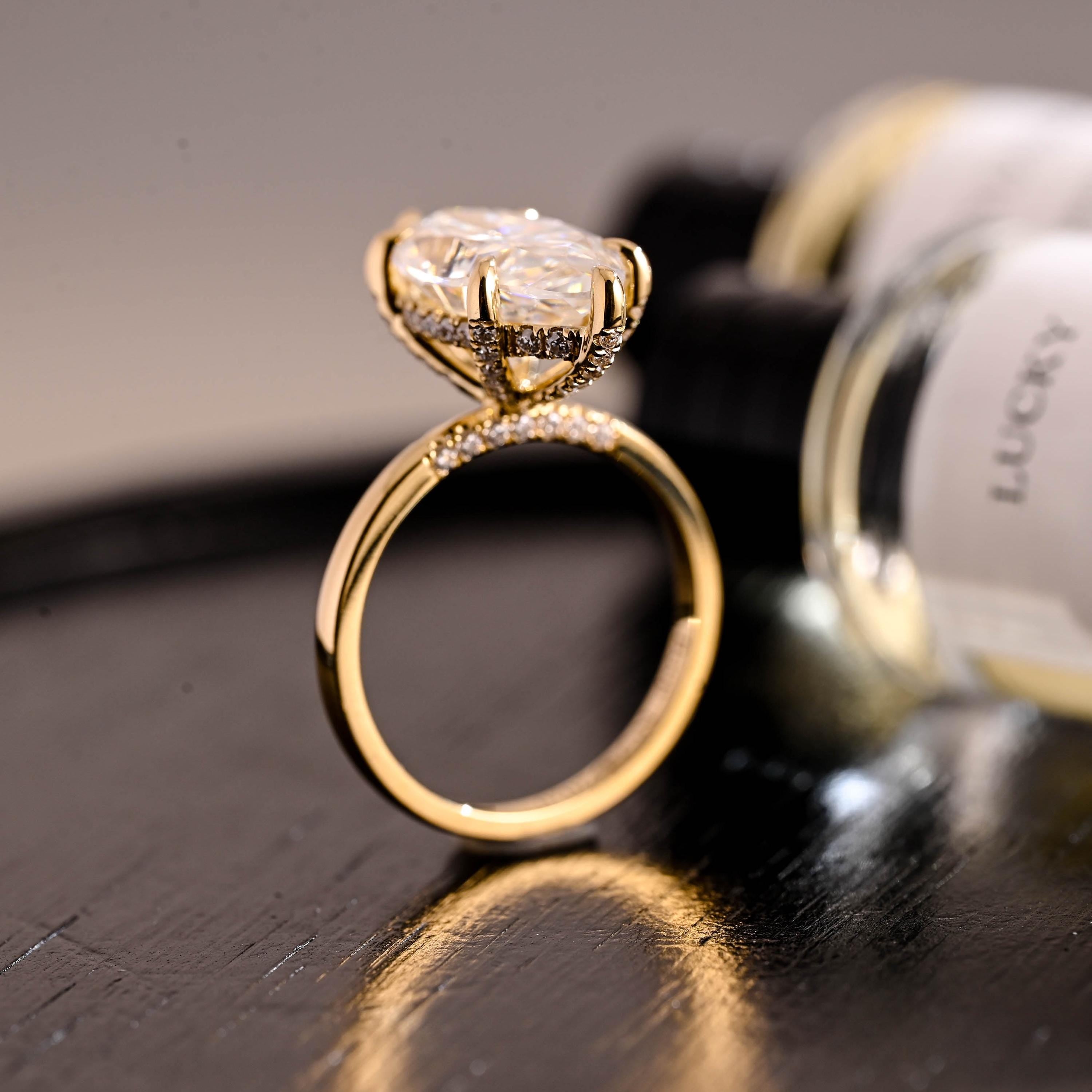 Prong Pave Marquise Cut Moissanite Ring, Solid Gold Wedding Ring, Anniversary Gift