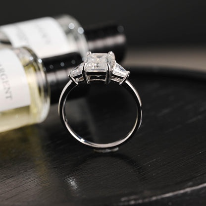 Solid Gold Emerald Cut Moissanite Engagement Ring, Proposal Ring, Promise Ring, Wedding Ring, Anniversary Gift Birthday Gift for Women Wife
