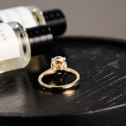 Solid Gold Oval Cut Moissanite Engagement Ring, Anniversary Gift Birthday Gift for Women Wife