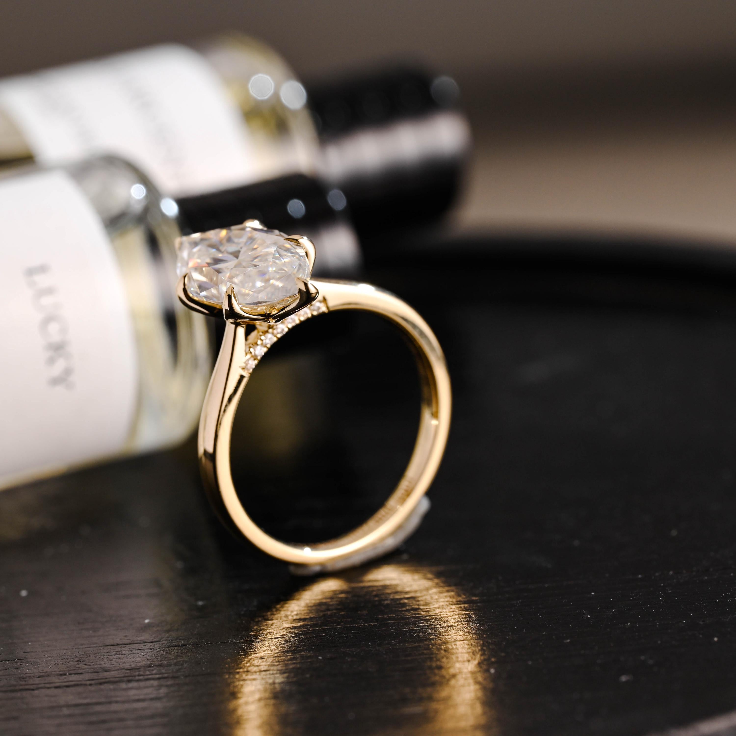 Tulip Marquise Moissanite Engagement Ring, Solid Gold Promise Ring