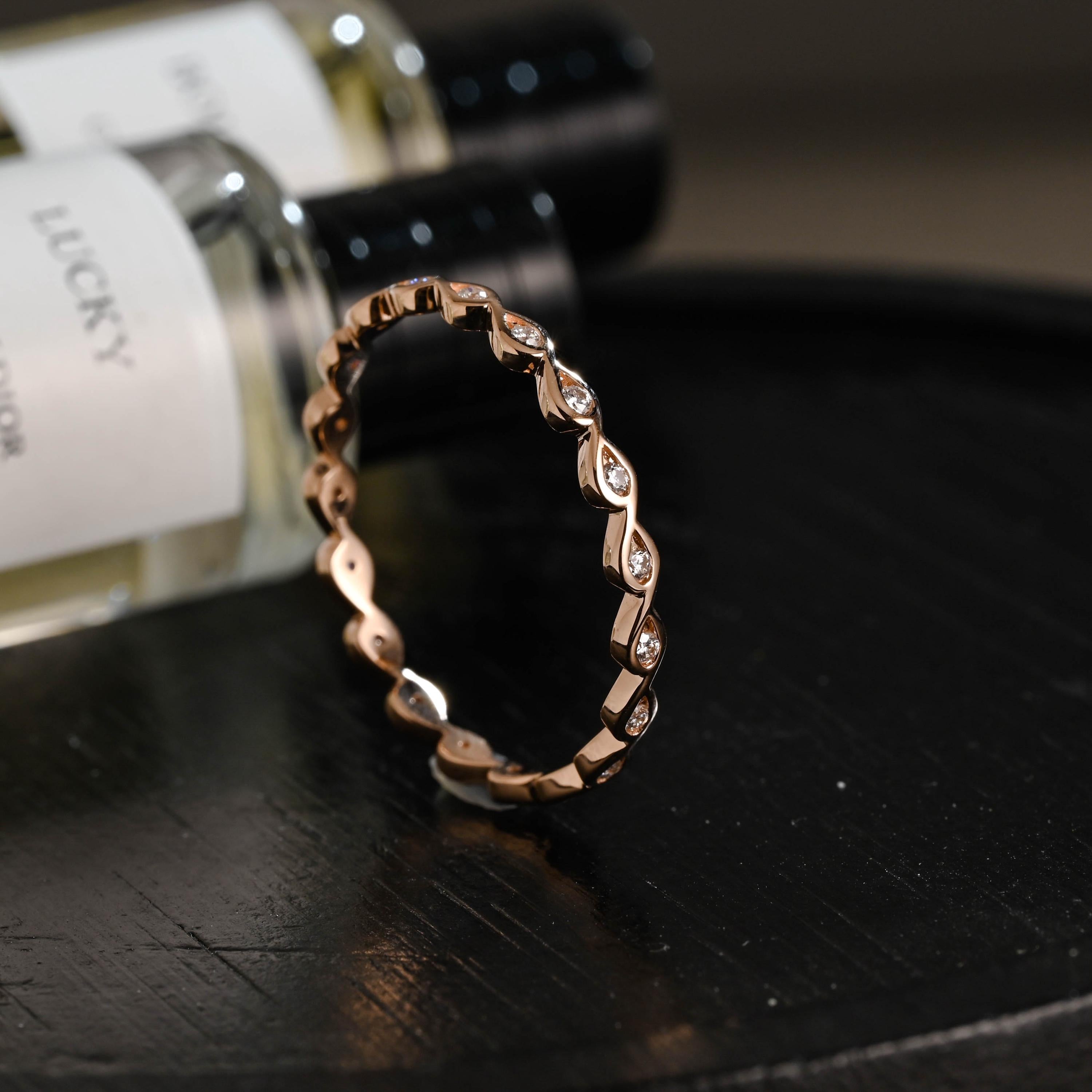 Solid Gold Round Cut Moissanite Wedding Band, Matching Anniversary Ring