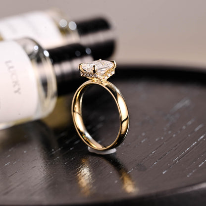 Solid Gold Ascot Hidden Halo Radiant Cut Moissanite Engagement Ring