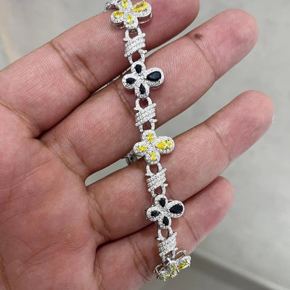 Iced Out Cross Bracelet | Round Cut Moissanite | 925 Sterling Silver Hip Hop Jewelry | Diamond Tester Pass | Rapper Style Bling | 13.8mm