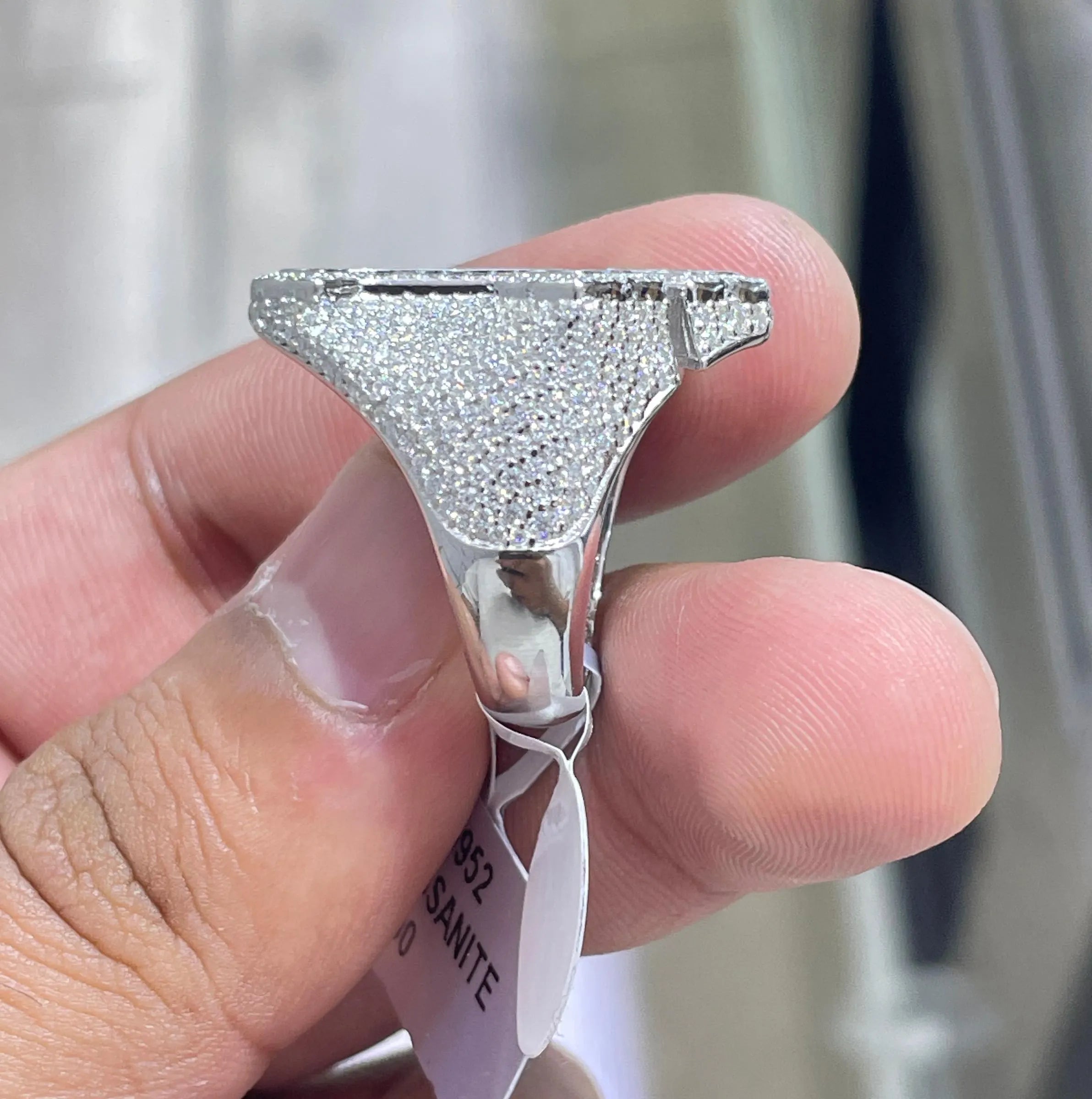 Iced Out Cross Ring: 7.6 CTW Moissanite, Sterling Silver
