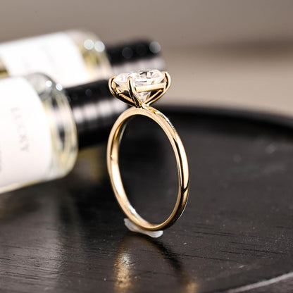 Solid Gold Elongated Cushion Moissanite Engagement Ring, Proposal Ring, Promise Ring, Wedding Ring, Anniversary Gift Birthday Gift for Women