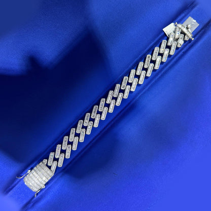 Moissanite Miami Cuban Link Bracelet: 925 Sterling Silver, 19CTW VVS Diamond Tester