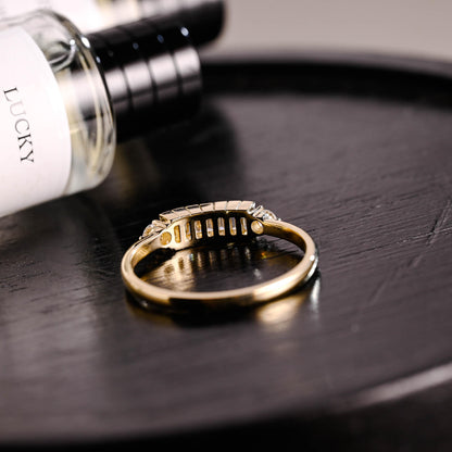 Solid Gold Baguette Moissanite Wedding Band, Half Eternity Ring