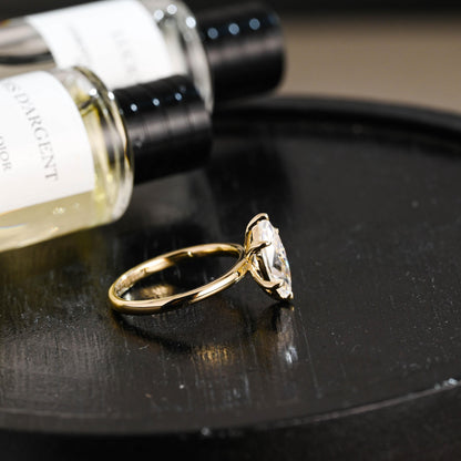 Solid Gold Marquise Cut Moissanite Engagement Ring, Anniversary Ring