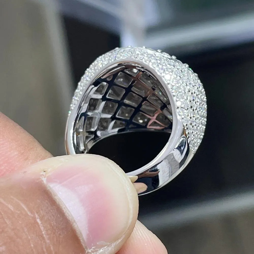 7.84CTW Moissanite Dome Ring: VVS D, Gold Plated Sterling Silver