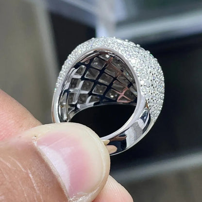 7.84CTW Moissanite Dome Ring: VVS D, Gold Plated Sterling Silver