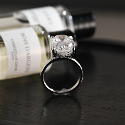 Solid Gold Oval Moissanite Engagement Ring, Anniversary Gift Birthday Gift for Women
