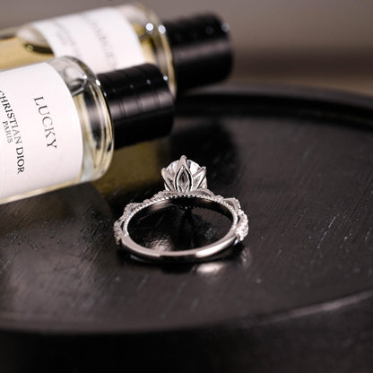 Solid Gold Oval Cut Moissanite Engagement Ring, Anniversary Gift Birthday Gift for Women Wife