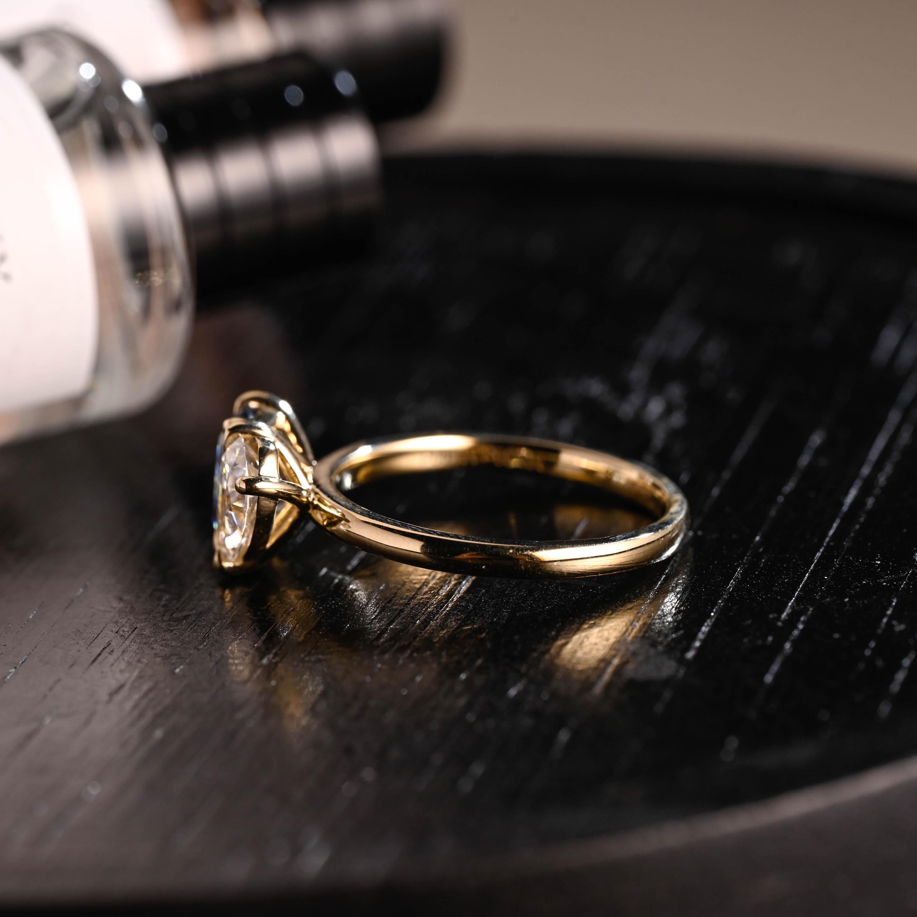 Solid Gold Toi et Moi Pear Moissanite Engagement Ring, Lab Grown Sapphire Two Stone Ring